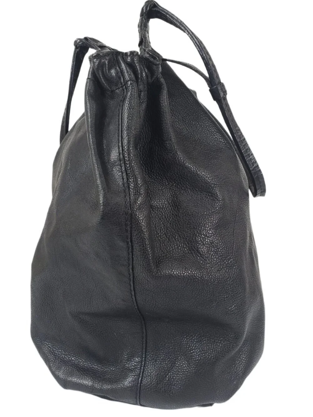 Black Pebbled Leather Large Slouchy Ruched Hobo Shoulder Bag Purse Tote 2009